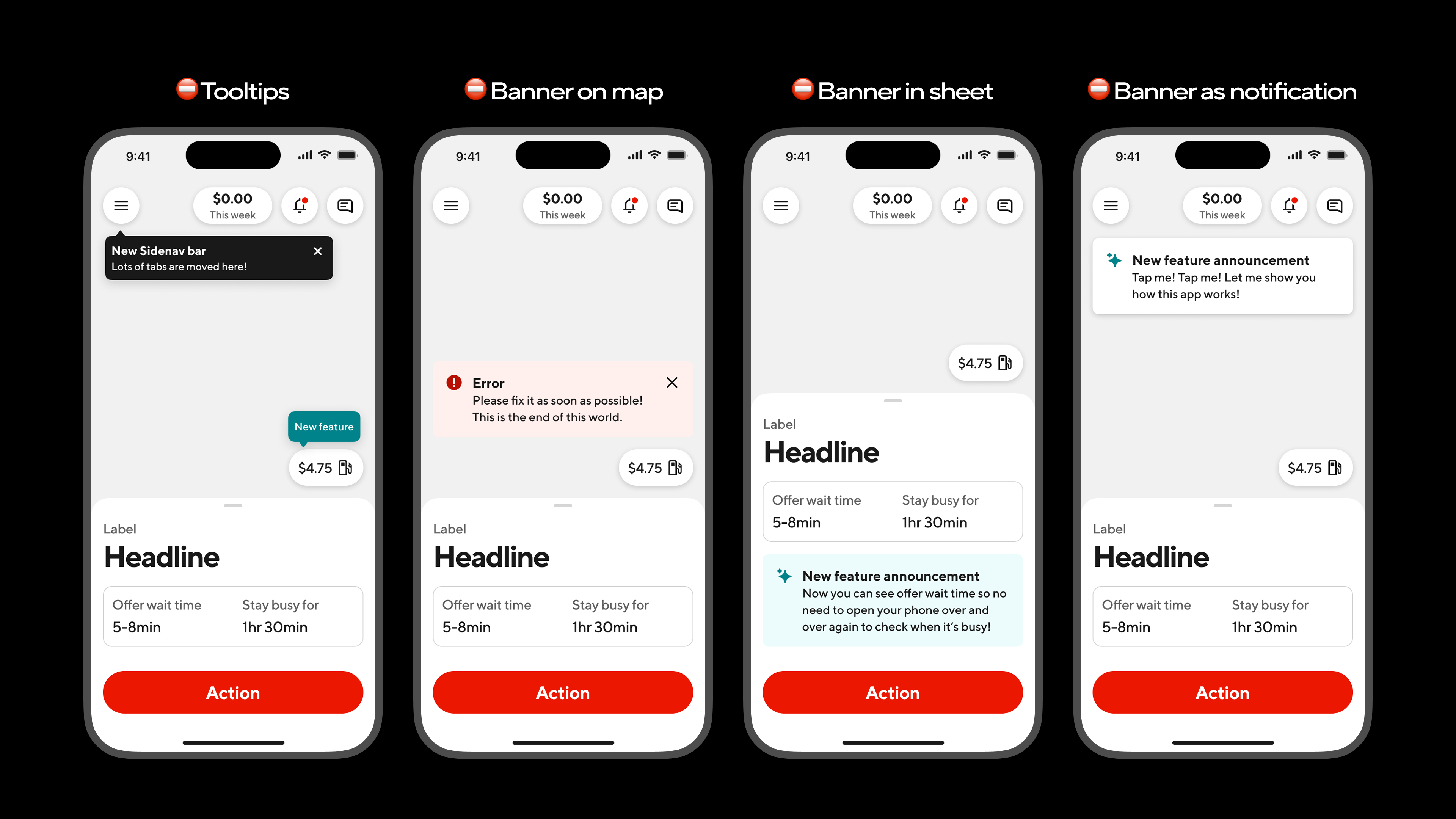 Guidelines for when to use each comms template