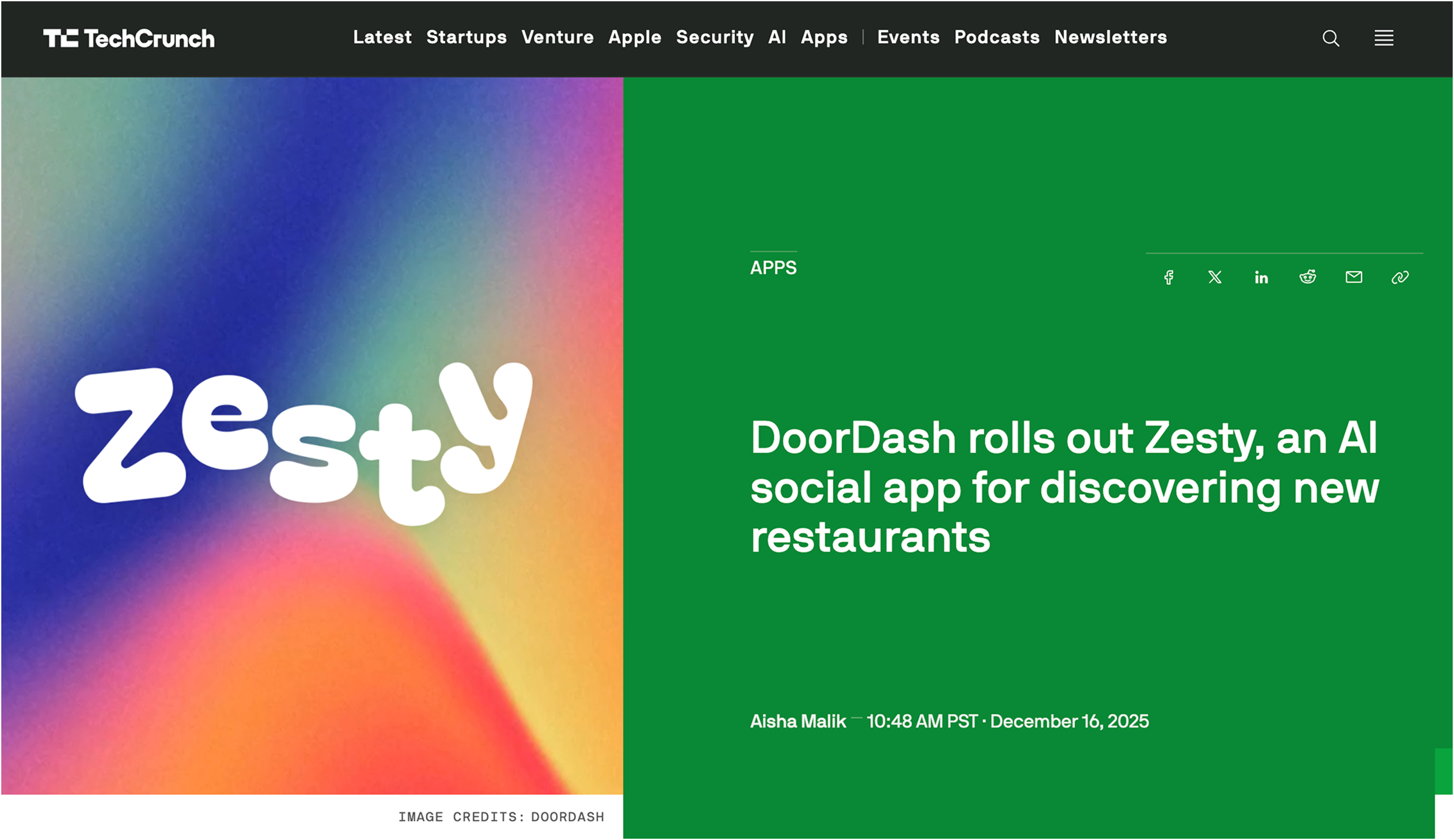TechCrunch article about Zesty